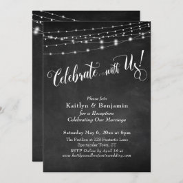 Invitación ¡Celebra con Nosotros! Tipografía, Luces de Pizarr