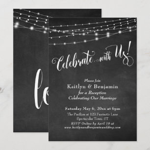 Invitación ¡Celebra con Nosotros! Tipografía, Luces de Pizarr