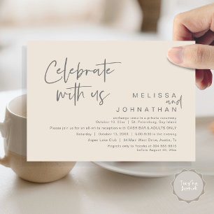 Invitación Celebra con nosotros, Wedding Reception Cash Bar
