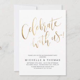 Invitación Celebra Con Us Script Gold Modern Simple
