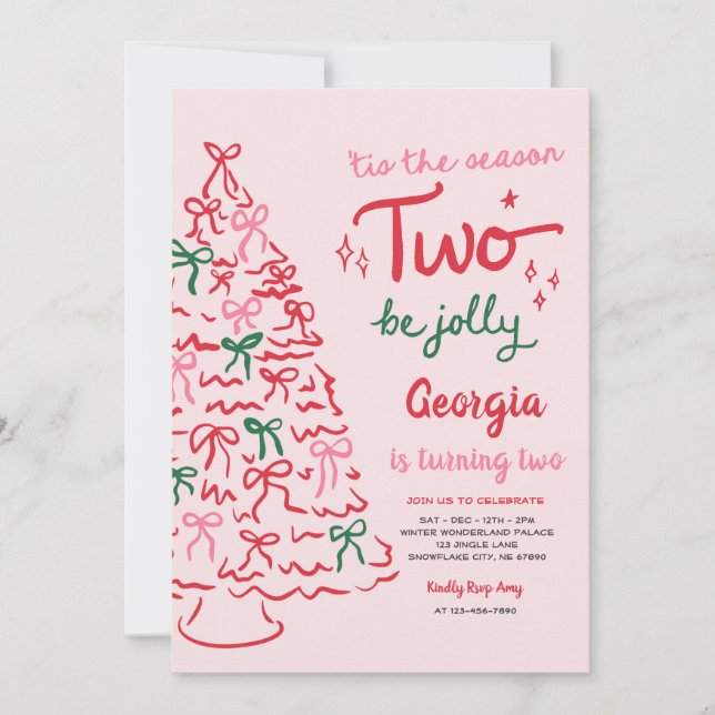 Invitación Celebra Coquette Navidad Cumpleaños Temporada Dos (Anverso)
