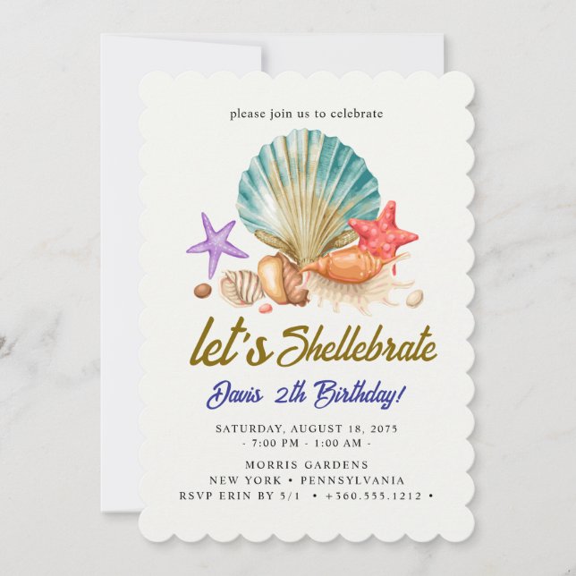 Invitación Celebra Cumpleaños con Conchas (Anverso)