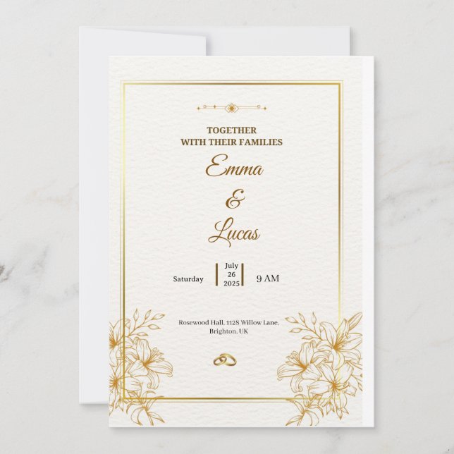 Invitación Celebra el amor con esta elegante boda (Anverso)