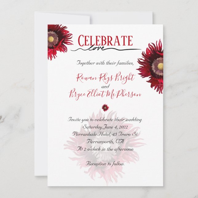 Invitación Celebra el amor de la adormidera roja floral (Anverso)