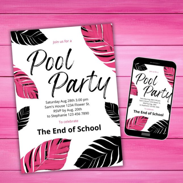 Invitación Celebra el fin de la fiesta de piscina escolar (Subido por el creador)