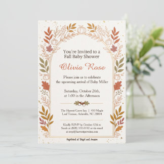 Invitación Celebración acogedora de baby shower de otoño