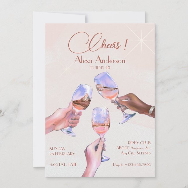 Invitación Celebración animando los Glasses Toast Birthday (Anverso)