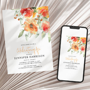 Invitación Celebración Apricot Floral Del Funeral Life