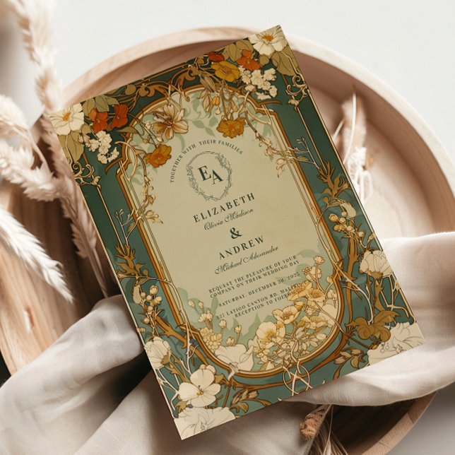 Invitación Celebración Art Nouveau de Bodas florales (Subido por el creador)