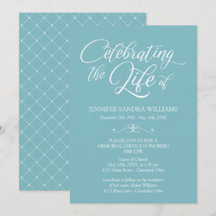 Invitación Celebración azul y blanca elegante de la vida