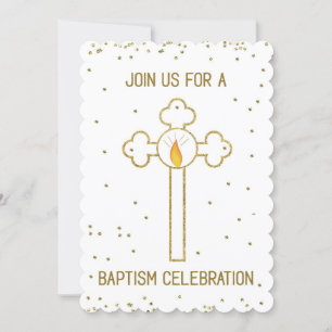 Invitación Celebración Bautizo Cruz Dorada