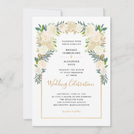 Invitación Celebración boda de White Floral Peonies