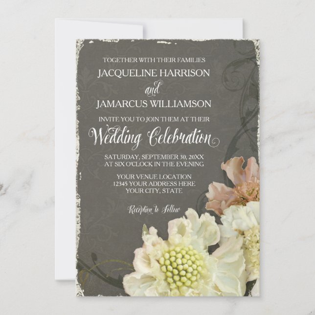 Invitación Celebración boda Floral de otoño en la modernidad (Anverso)