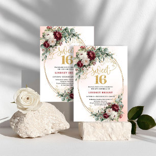 Invitación Celebración Bohemiana de Dulces 16 con Peonías Mar