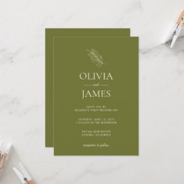 Invitación Celebración Botánica de Boda Verde Oliva