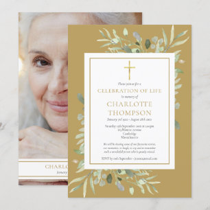 Invitación Celebración Botánica de Oro de la Vida Funeral Fot