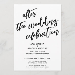 Invitación Celebración Casual Después de la Boda Negra Blanca