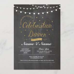 Invitación Celebración Cena Fiesta de oro Chalk