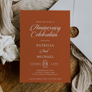 Invitación Celebración Clásica de Aniversario de Boda de Terr