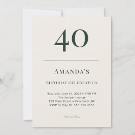 Invitación Celebración clásica de cumpleaños 40 en bosque y l
