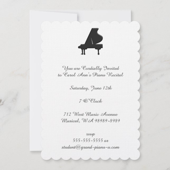 Invitación Celebración Clásica de Interpretación Musical Mode (Anverso)