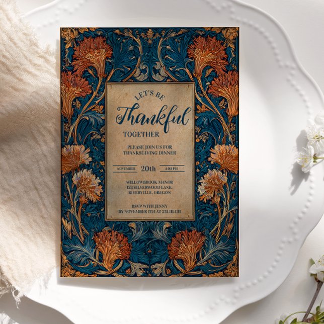 Invitación Celebración clásica de la cosecha azul de otoño (Subido por el creador)