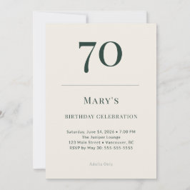 Invitación Celebración clásica del 70 cumpleaños en bosque y 