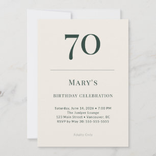 Invitación Celebración clásica del 70 cumpleaños en bosque y