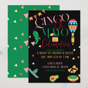 Invitación Celebración colorida del Fiesta Cinco De Mayo Taco