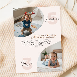 Invitación Celebración conjunta de cumpleaños doble de niños