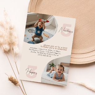 Invitación Celebración conjunta de cumpleaños doble de niños 