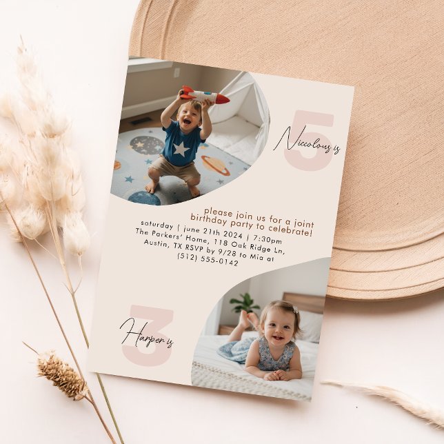 Invitación Celebración conjunta de cumpleaños doble de niños  (Subido por el creador)