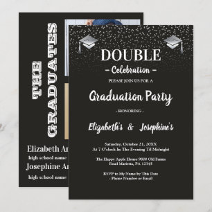 Invitación Celebración conjunta de graduación en gris negro 2