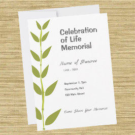 Invitación Celebración conmemorativa de la vida Bambú moderno
