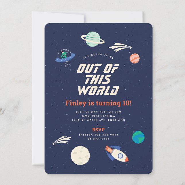 Invitación Celebración cósmica Fiesta de cumpleaños 5x7 Invit (Anverso)
