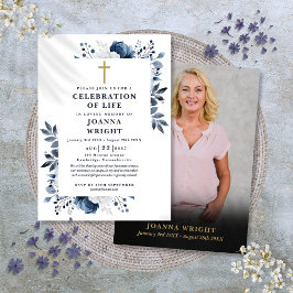 Invitación Celebración Cristiana Azul de la Vida Funeral Foto