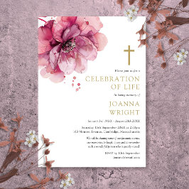Invitación Celebración Cristiana de Funeral de Flor de Rosa