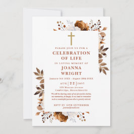 Invitación Celebración Cristiana de la Vida Floral Rústica