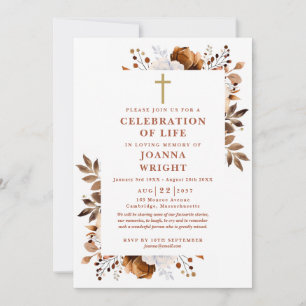 Invitación Celebración Cristiana de la Vida Floral Rústica