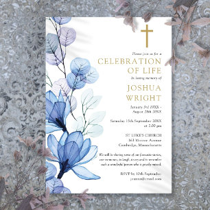 Invitación Celebración Cristiana de la Vida Funeral Floral Az