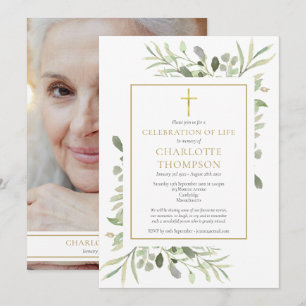 Invitación Celebración Cristiana de la Vida Funeral Floral Fo