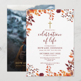 Invitación Celebración Cristiana de Otoño de la Vida Funeral 