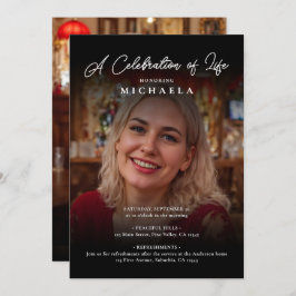 Invitación Celebración de 2 fotos de la vida/funeral/monument