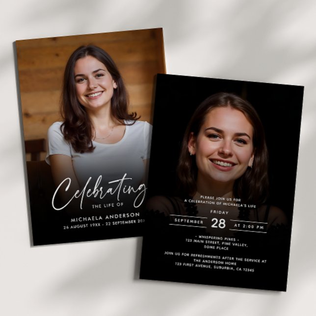 Invitación Celebración de 2 fotos de la vida/funeral/monument (Subido por el creador)