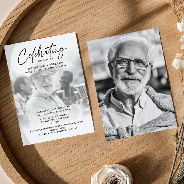 Invitación Celebración de 2 fotos de la vida/funeral/monument (Subido por el creador)