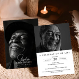 Invitación Celebración de 2 fotos de la vida/funeral/monument