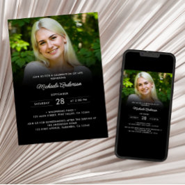 Invitación Celebración de 2 fotos de la vida/funeral/monument