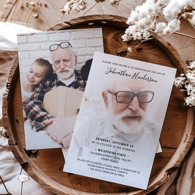 Invitación Celebración de 2 fotos de la vida/funeral/monument (Subido por el creador)