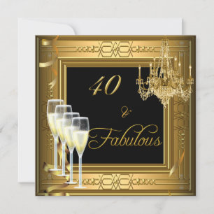 Invitación Celebración de 40 & Fabuloso Cumpleaños Negro Dora