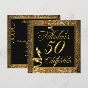 Invitación Celebración de 50 Fantásticos Cumpleaños en Oro y 